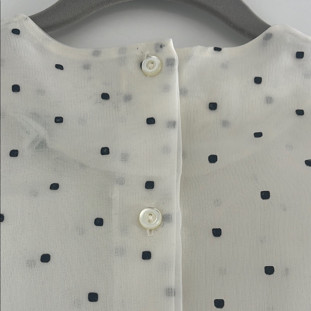 Vintage Majorette White Polka Dot Blouse with Ruffle Sleeves - Picture 6 of 8